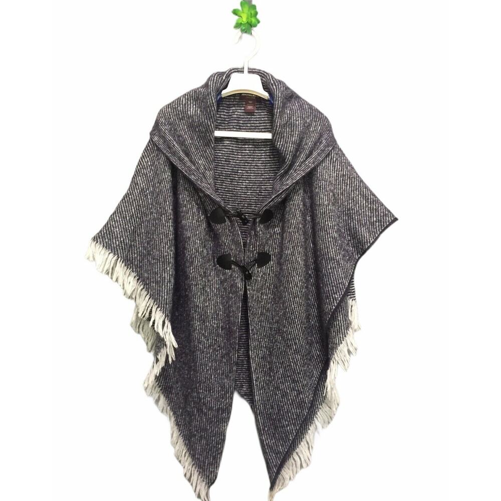 Johnston & Murphy Toggle Closure Blue Gray Poncho Fringe One Size OS